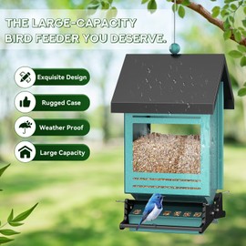 Bird Feeders for Outdoors, Squirrel Proof Bird Feeders, Hanging Bird Feeders, Wild Bird Feeders, Large Bird feeders That Attract Cardinals, Chickadees, 5LB Metal Bird Feeder