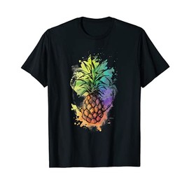 Pineapple Aloha Hawaiian Vacay Summer Beach Rainbow Design T-Shirt for Men Women Kids
