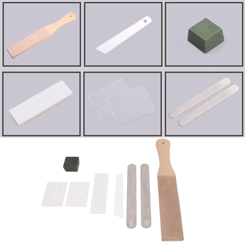 Leather Stropping Kit Complete Tools Double Sided Leather Paddle Honing
