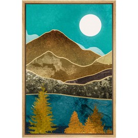 SIGNWIN Framed Canvas Print Wall Art Marble Golden Autumn Mountain Forest Landscape Nature Wilderness Illustrations Modern Art Farmhouse/Country for Living Room, Bedroom, Office - 16"x24" Natural