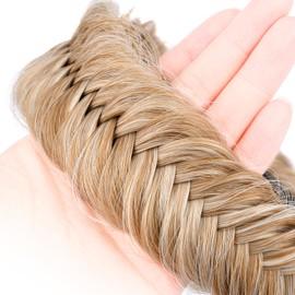 Oplira Fishtail Synthetic Wide Messy Braided Headband With Teeth Hand woven High Elasticity Braids Hair Band Hairpiece for Girls Women Beauty Accessory (Sandy Blonde, Wide)