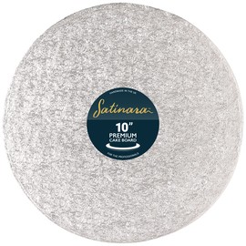 Culpitt Satinara, Cake Board, 10"Cake Drum, Individually Wrapped, Silver Foil Covered, 12mm thick - 10 Inch Round, Single