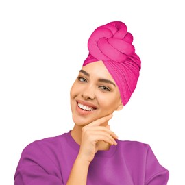 LVBGQVL Women Turbans and Head Wraps, Women African Turban Flower Knot Pre-Tied Bonnet Beanie Cap Headwrap Red