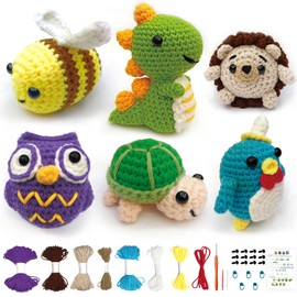 kacistech Crochet Kit for Beginners Kids Crochet Animal Knitting Kit for Adults 6PCS