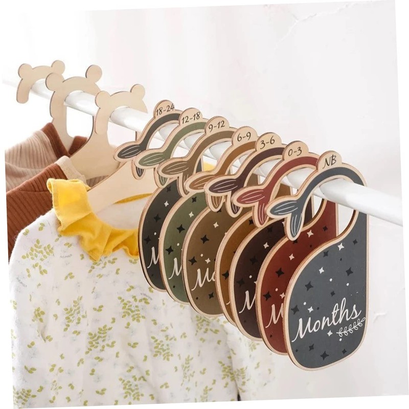 DOITOOL 14pcs Wooden Closet Dividers Whale-shaped Nursery Organizer for Clothes