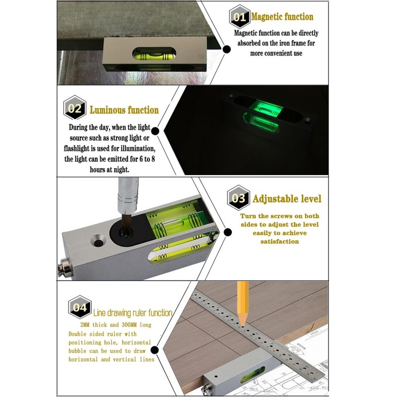 umei Double-Sided Calipers, Chain Buckle, Adjustable Liquid Level Gauge, Luminescent