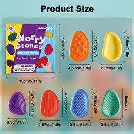 Sensory Stones, 6 Pcs fidget toys for Autism, Textured Soft Fidget Toys for Kids Adults, Fidget Stress Toys for Anxiety Relief, Sensory Toys for Autism