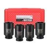 MIXPOWER 4-Piece 1/2'' Drive Deep Impact Socket Set, 6 Point,
