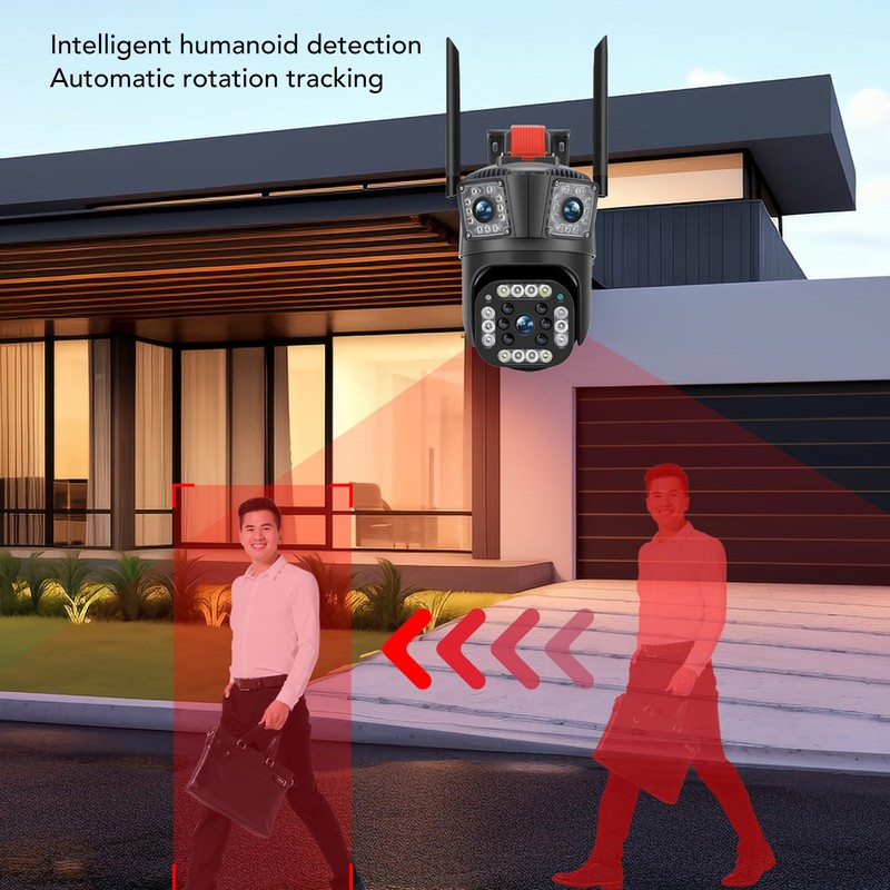 Outdoor 3 Lens Security Camera IP66 Waterproof 2 Way Talk