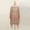 FairyCity Crochet Mesh Beach Cover Up Poncho with Fringe, Rose