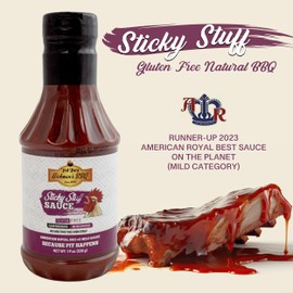 Fat Boy Hickman's BBQ Sticky Stuff Sauce PACK OF 2 - Perfect for Beef, Pork, Chicken, Pulled Pork and Ribs - Clean Ingredients, Gluten Free, No MSG & No High Fructose Corn Syrup - 19 oz (538 g)