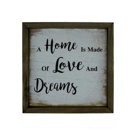 CVHOMEDECO. Vintage Distressed A Home is Made of Love and Dreams Shadow Box Frame Wall Mounted Hanging Decor Art, 9-3/4 x 9-3/4 Inch