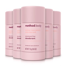 Method Deodorant, Pure Peace, Aluminum Free, 12 Hour Protection, 2.65 oz (Pack of 5)