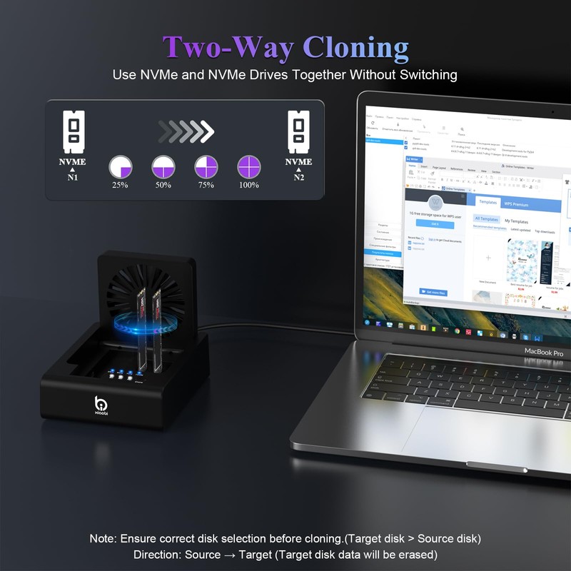 M.2 NVMe & SATA Hard Drive Docking Station, USB C
