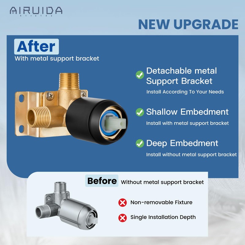 Airuida Shower Faucet Set,Single Function Shower Trim Kit,Wall Mount 6