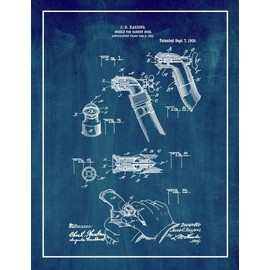 Nozzle for Garden-hose Patent Print Midnight Blue with Border (11" x 14") M14258