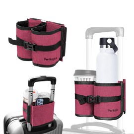 Luggage Cup Holder Attachment. Hands-Free Beverage Carrier for Coffee Mugs and Bottles, Fits Suitcase and Roll-On Handles. Must-Have Travel Accessory, Ideal Gift for Travelers and Flight Attendants.