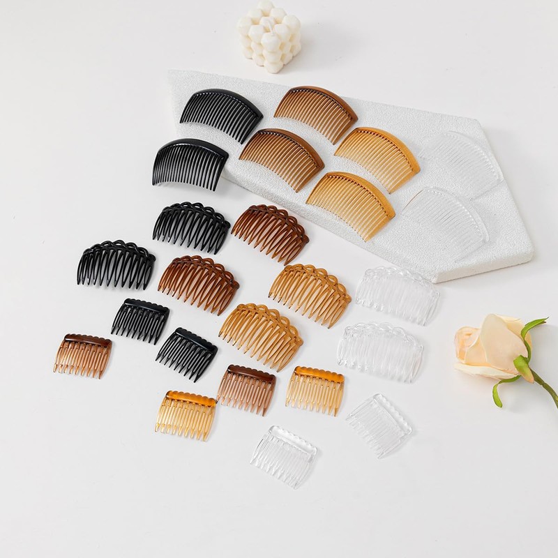 LimCryspp 12-Piece French Small Hair Comb, Plastic-Toothed Decorated Hair Clip
