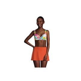 Lands' End Womens Chlorine Resistant Twist Front Underwire Bikini Top Turquoise Multi Graphic Floral Regular 10