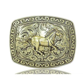 GURANSE - Hebilla de cinturón de oración de rodillas y cabeza de caballo y toro con estilo de símbolo de vaquero occidental