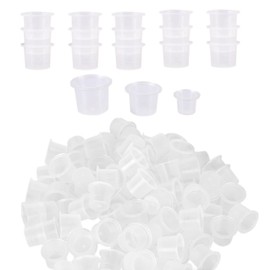 Kingsie インクキャップ 300個セット タトゥーインクカップ 使い捨て ホワイト 半透明 S/M/L