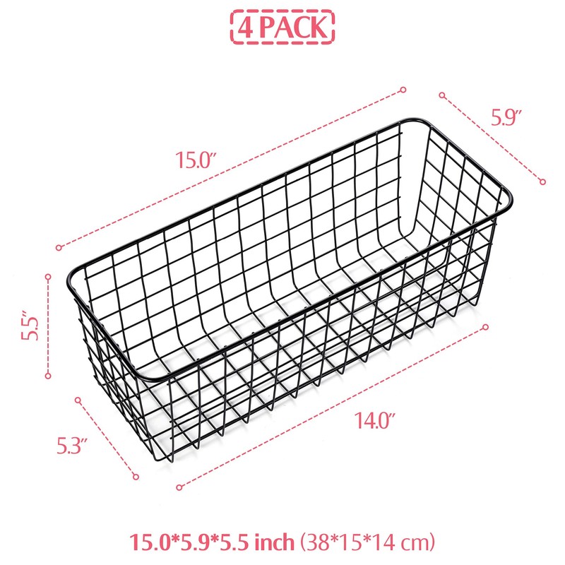 XINFULL 4 Pack Wire Storage Baskets Household Metal Wall-Mounted Containers