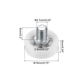 PATIKIL 19mm Drawer Rollers, 8 Set Nylon Positioning Pulleys Small Drawer Pulley Replacement Wheel with Spring Washer and Nut for File Cabinet Slide, White