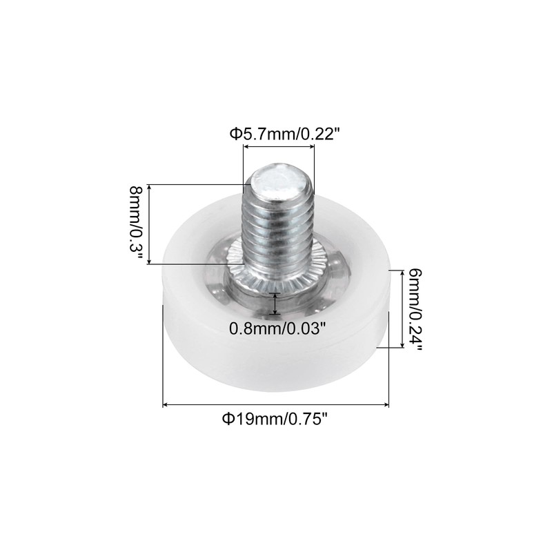 PATIKIL 19mm Drawer Rollers, 8 Set Nylon Positioning Pulleys Small