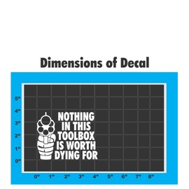 Nothing in This Toolbox is Worth Dying for | Bumper Sticker Decal for Car, Truck, Window, Laptop, Toolbox, Hardhat, Auto | 3.7"x4.4" (White)