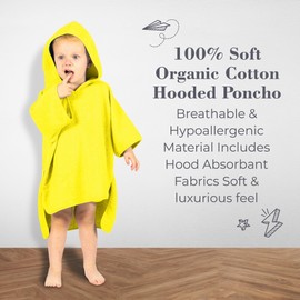 Odaaa Hooded Poncho Towel for Toddler Boy & Girl - 100% Soft Organic Cotton, Absorbent, Breathable, Lightweight. Ideal for Bath, Pool, Beach 2-3T (Yellow, 2-3T)