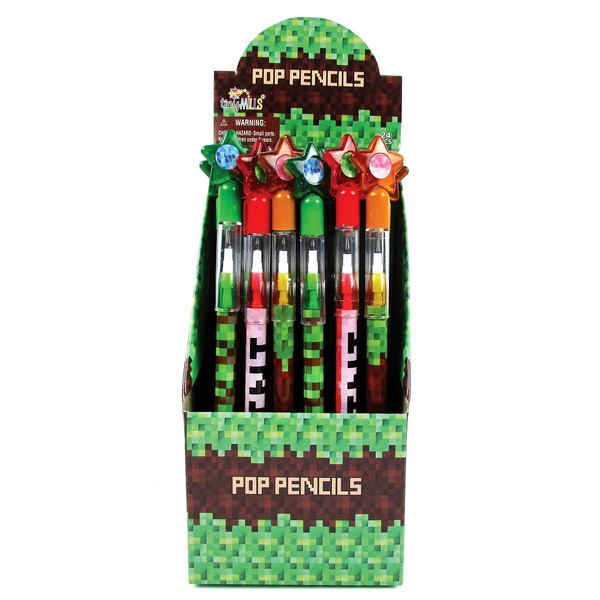 TINYMILLS 24 Pcs Pixel Miner Themed Multi Point Pencils
