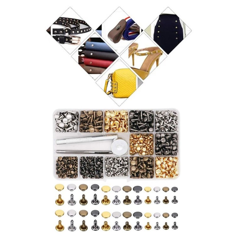 Double Sided Rivet Set Metal Studs Binding Studs Screws Assortment