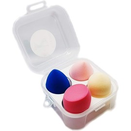 Esponjas de Maquillaje para Base 4 pack con estuche; Beauty Blenders para makeup; Esponja Facial Suave y sin Látex para Líquido, Cremas y Polvos.