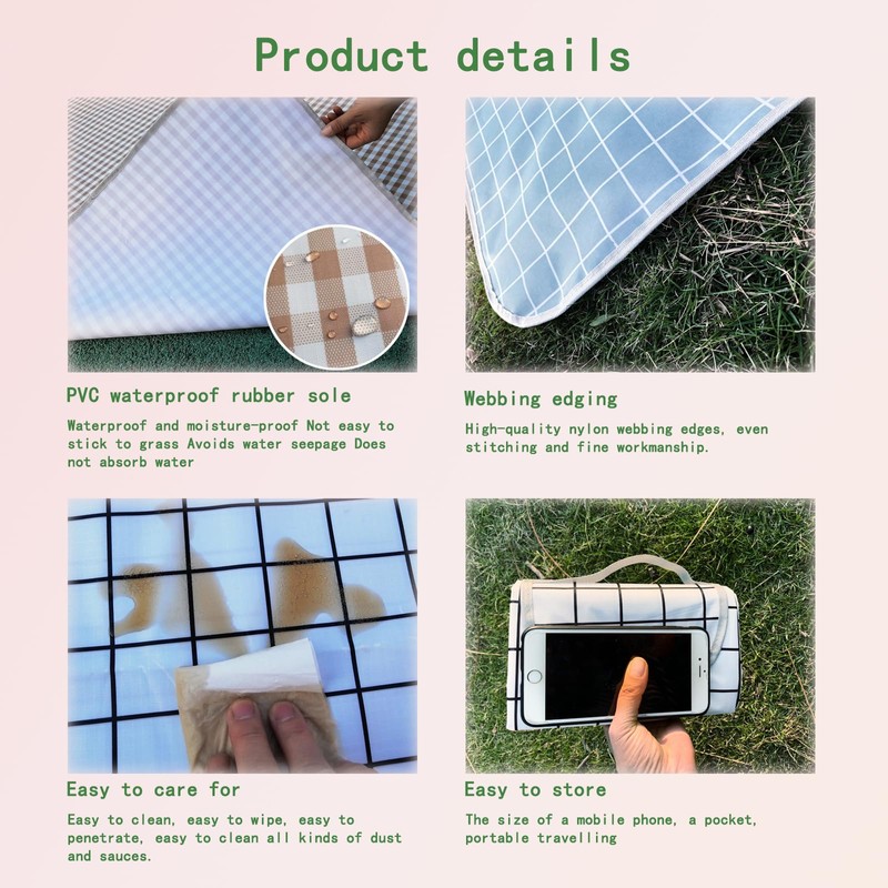 Large Beach Picnic Blanket 200x150cm - Portable, Lightweight, Sandproof, Waterproof