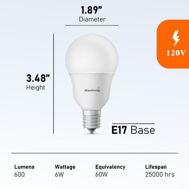 Maelsrlg E17 Intermediate Base LED Bulb, 6W (60 Watt Equivalent)