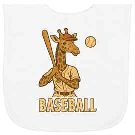 inktastic Baseball Giraffe Shirt Funny Sports Animal Baby Terry Cloth Bib White 46a45