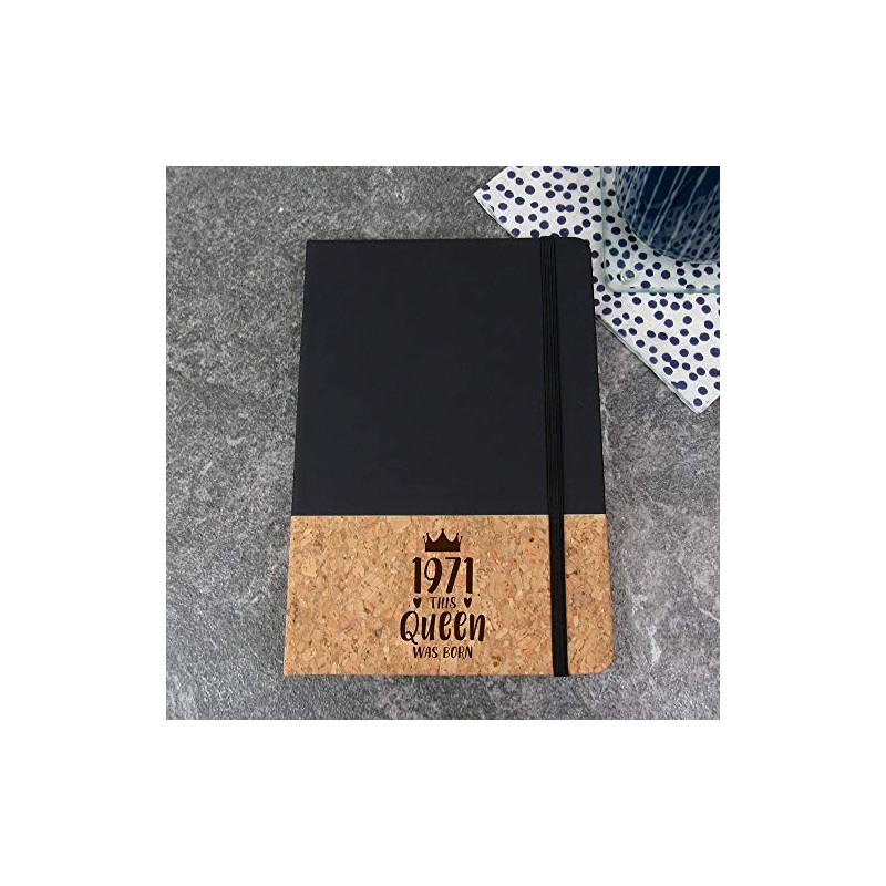 eBuyGB Notepad Engraved Black A5 Notebook-1971 This Queen was Born