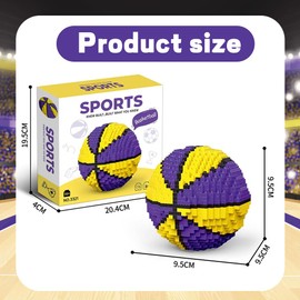 CLKDPNO Basketball Block Set Basketball Mini Building Blocks Set Micro Building Toys Bricks Kits for Children Ages 7-14 Kids Adults Birthday Gifts (Yellow Purple)