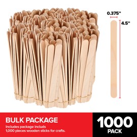 Stock Your Home (1,000 Pcs) Wooden Popsicle Sticks for Crafts Bulk 4.5-Inch, Wood Sticks Tongue Depressors, Food, Ice Cream, Epoxy Mixing, Wax and Waxing