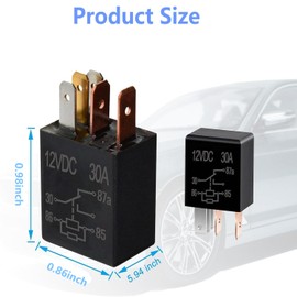 Mtxorvix 4PCS Automotive Relay 12V/30A,Muilty-Purpose 5 Pin Starter Relay High Power Trim Ignition Relay for Car Motor Headlamps,Engine Compartment,Horn (4 Installation Black)