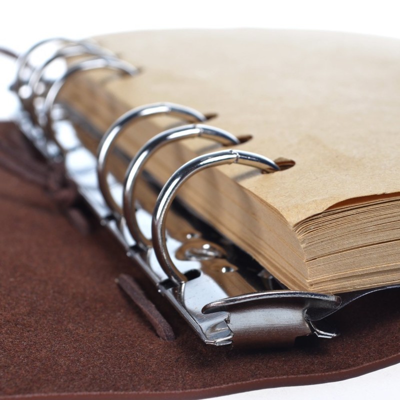 Faux leather diary, notebook, reusable spiral bound, classic, chequered, travel