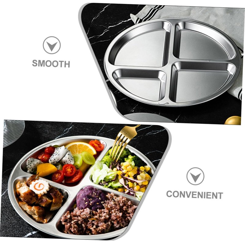 Ciieeo Stainless Steel Divided Plate Portion Control Plate for Adults