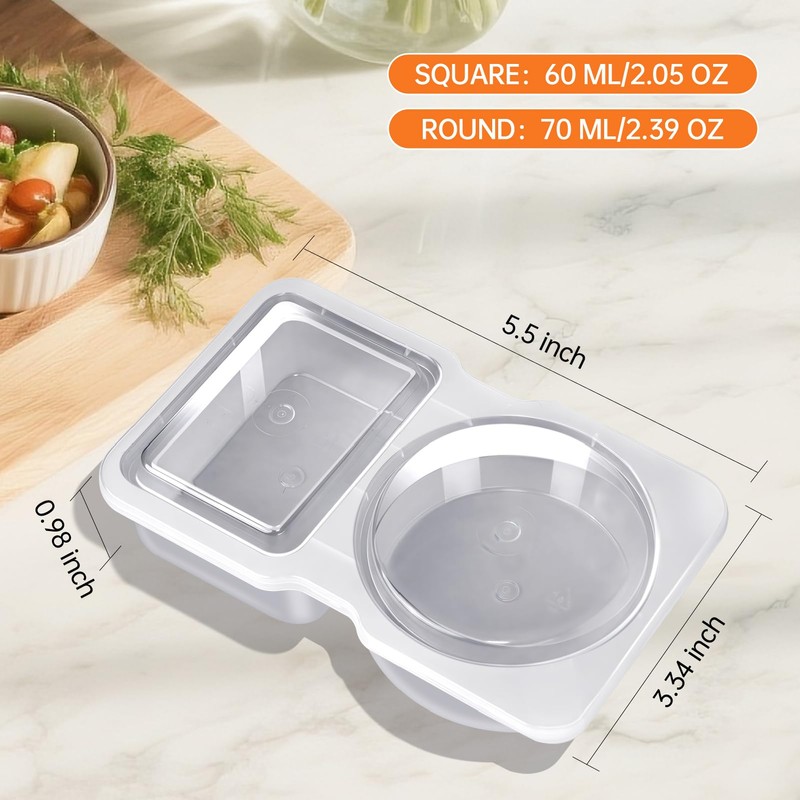 Snack Containers, Bifyngo 20 Pcs Double Compartment Condiment Container with