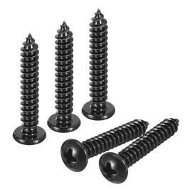 sourcing map 5mm x 30mm Phillips Pan Head Self-tapping Screw, 50pcs - 304 Stainless Steel Round Head Wood Screw Full Thread (Black)