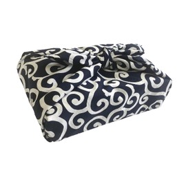 Arabesque Pattern Furoshiki 39.4 inches (100 cm), 39.4 inches (100 cm), Cotton Arabesque Thief Thief Pattern, Auspicious Pattern, 100% Cotton, 100 cm, 100c Furoshiki, Large, Made in Japan (Navy)
