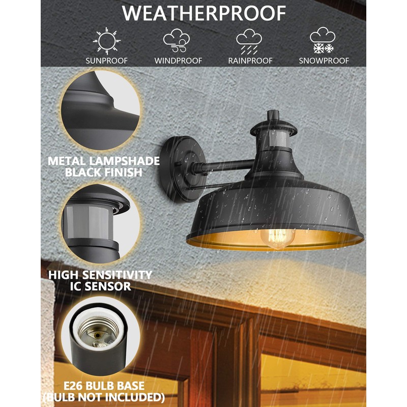 FEMILA Motion Sensor Farmhouse Barn Light Outdoor,Dusk to Dawn Sensor