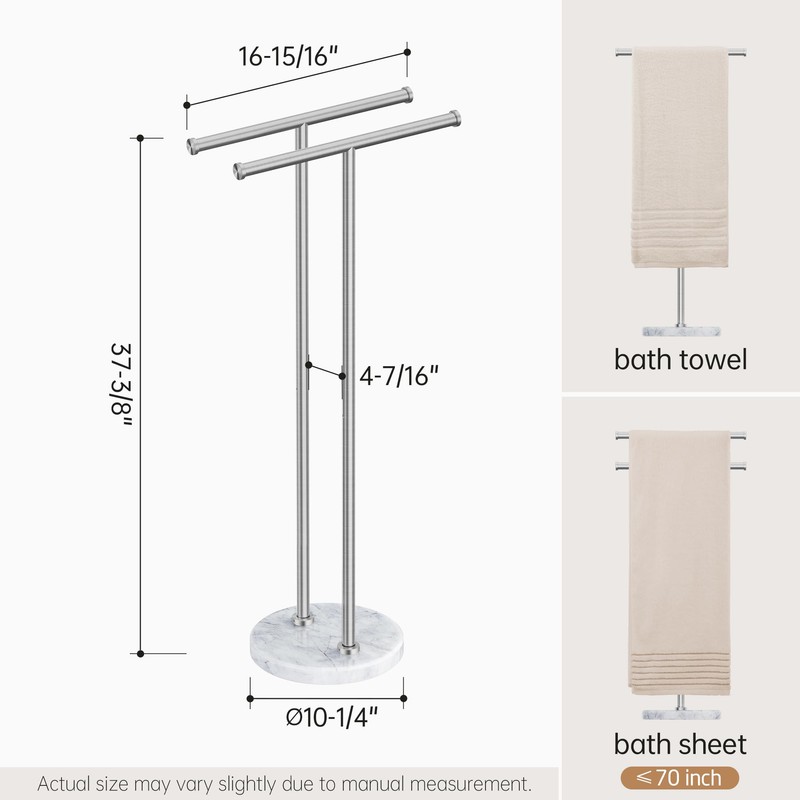 KES Free Standing Towel Rack 3X Thicker Round Marble Base