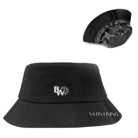 Beautifully Warm Satin-Lined Cotton Bucket Hat: Stylish Sun Protection for Women's Outdoor Adventures – Black