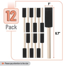 Bates Foam Paint Brushes, 1", 12 Pack - Sponge Brushes for Painting, Staining, and Mod Podge