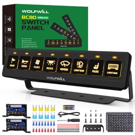 WOLFWILL 8 Gang Wireless Switch Panel BC80, 164Ft Remote with 4 Control Modes Memory Function, Auxiliary Multifunction Switch Panel, 12v Universal Switch Box for Truck Pickup Offroad SUV